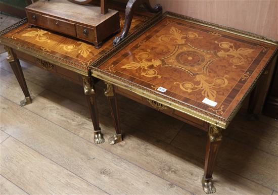 A pair of inlaid coffee tables, W.61cm